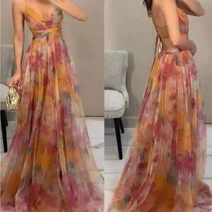 SHEIN Multicolor Backless Maxi Dress